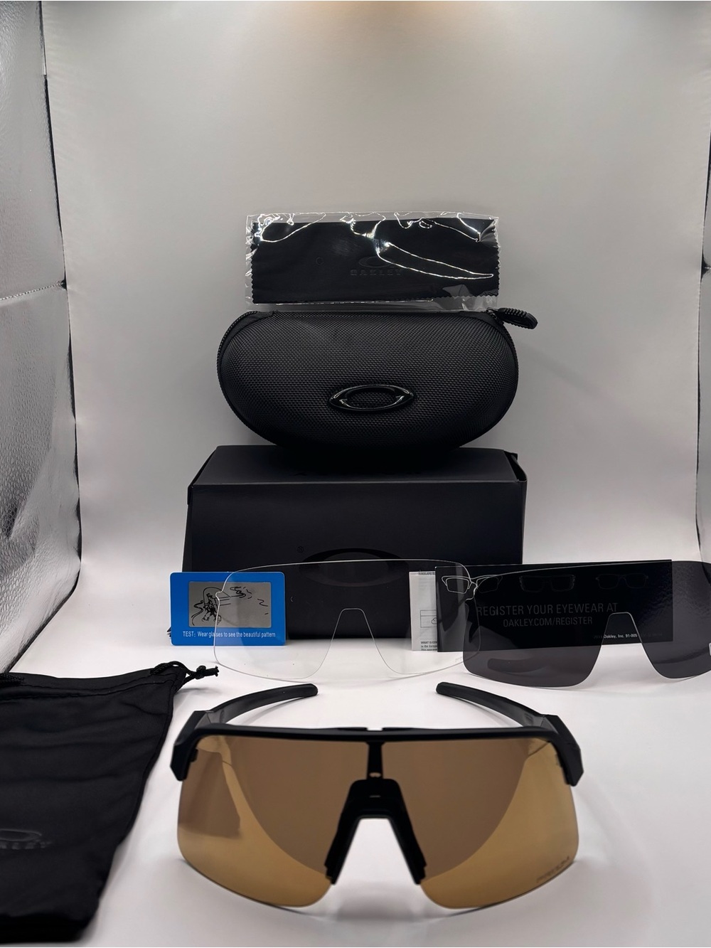 Oakley Black Sports Shield Sunglasses with Lenses